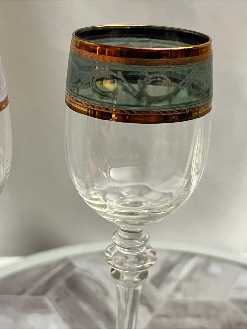Cristalleria Fumo Italian Cordial Liqueur Glasses Set of 4 Gold Rim Boxed